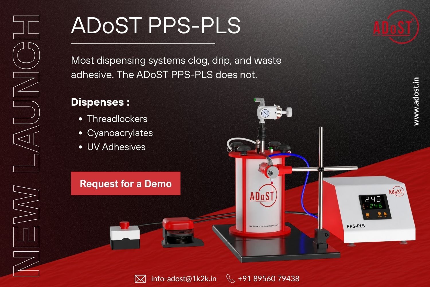 New launch of ADoST PPS-PLS precision dispenser for controlled application of industrial adhesives
